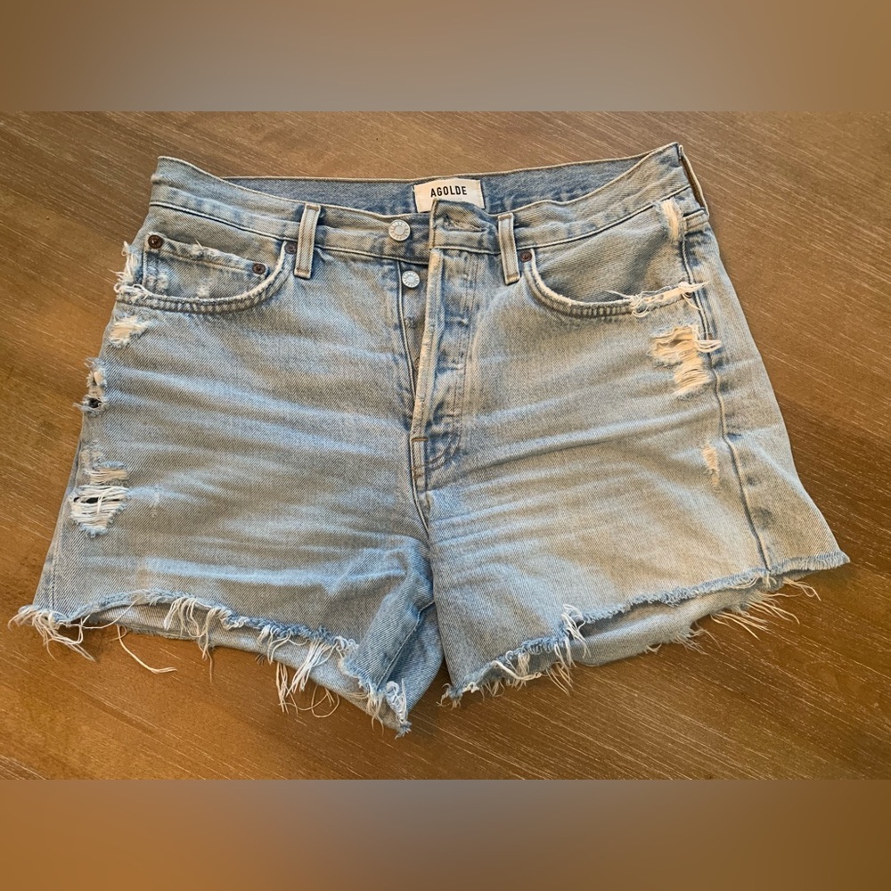 Agolde Parker Long High Waist Cut-off Shorts - Size 27